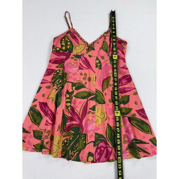 Vici Women's Kenedy Tropical Sweetheart Mini Dress Large Pink Linen Blend - Picture 16 of 16